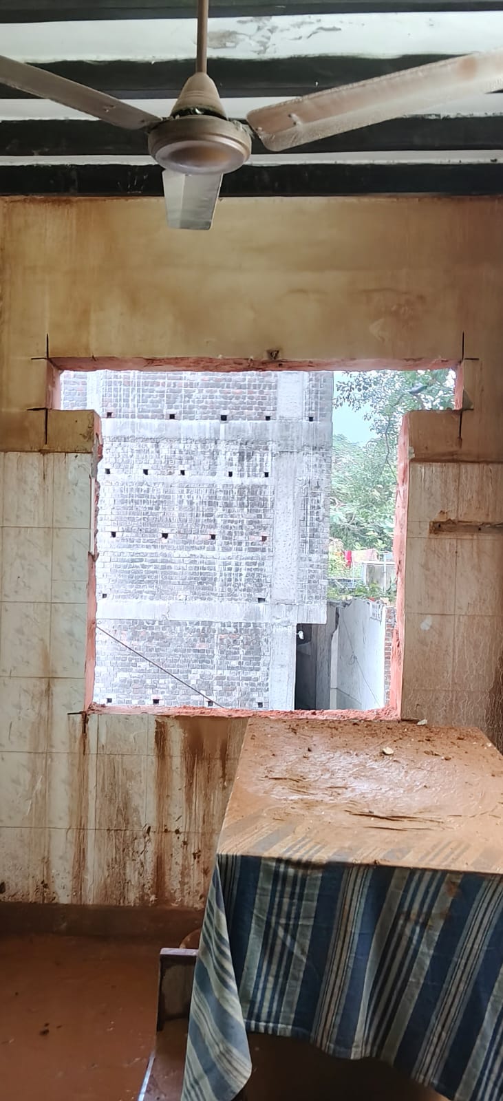 Completed rectangular opening cut through a wall